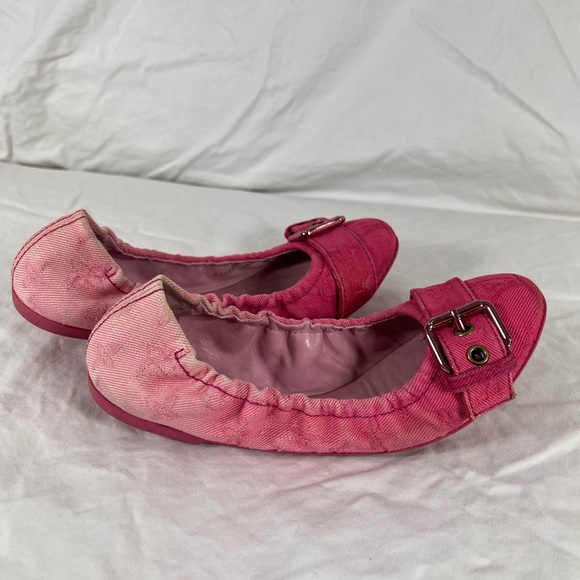 LOUIS VUITTON Pink Denim Elastic Sunburst Flats Women's Marked as 36.5 EU 6.5US - Picture 7 of 11